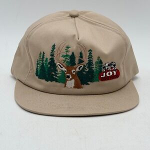 K Products Joy Dog Food Vintage Snapback Hat Tan Deer Buck Embroidered Trucker